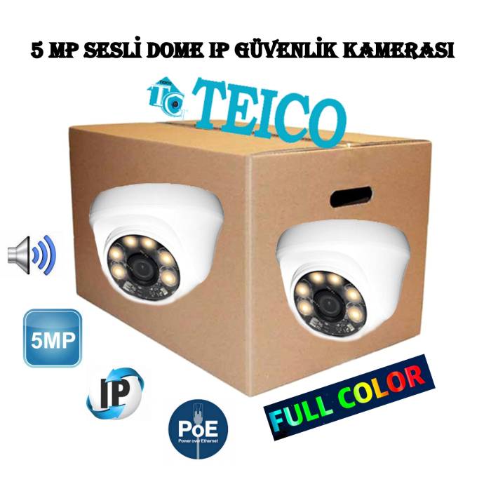 5 MP IP PoE Warm Led Sesli Dome Toptan Güvenlik Kamerası Teico-358010