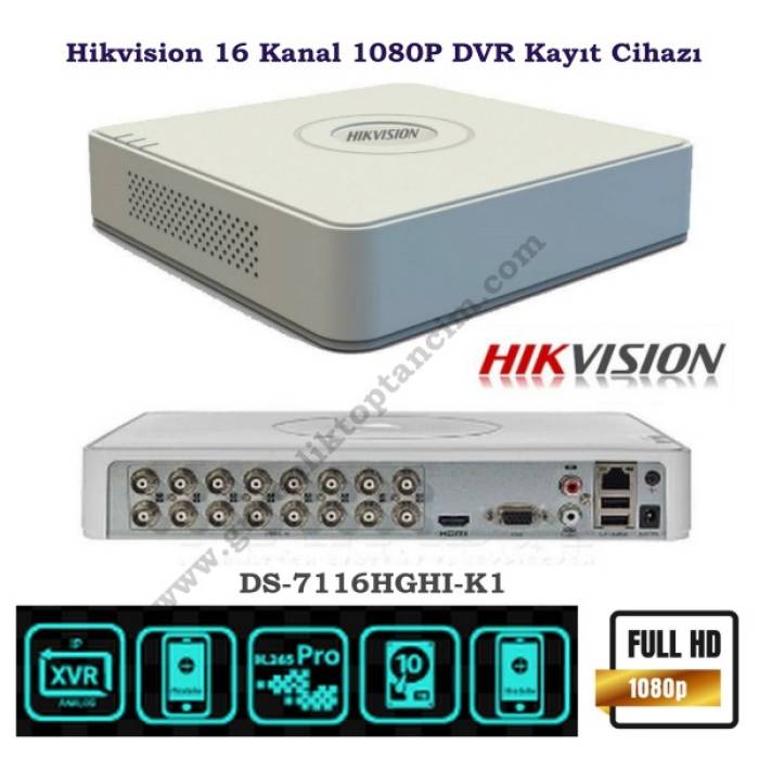 Hikvision DS-7116HGHI-M1 2 MP 1080P 16 Kanal DVR Kayıt Cihazı