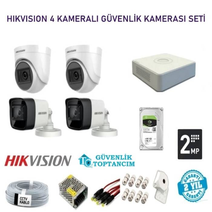 Hikvision 2 MP 4 Kameralı Herşey Dahil HDCVI Güvenlik Kamerası Seti