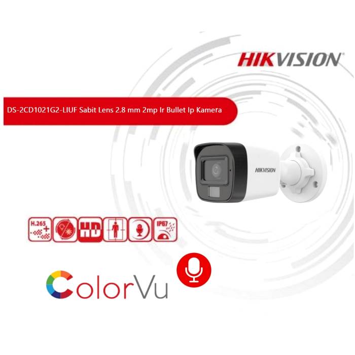 Hikvision DS-2CD1021G2-LIUF 2.8 mm Lens 2mp Ir Bullet Colorvu Ip Kamera