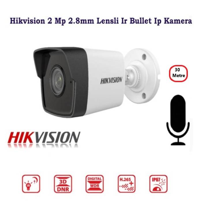 Hikvision DS-2CD1023G0-IUF 2 Mp 2.8mm Lensli Ir Bullet Ip Kamera