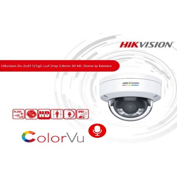 2 mp 2.8mm Hikvision Sesli Dahili Mikrofon Dome Ip Kamera Smart Ds-2cd1121g2-Lıuf