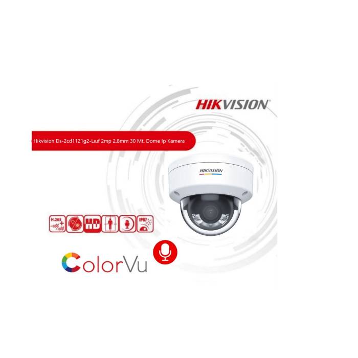 Hikvision Ds-2cd1121g2-Lıuf 2mp 2.8mm 30metre Smart Hybrıd Light İnsan Algılama Dahili Mikrofon Dome Ip Kamera