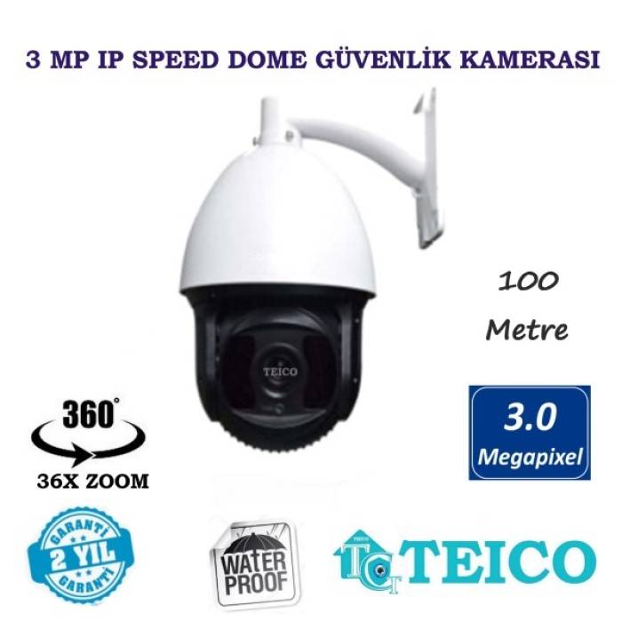 3 Mp IP Speeddome 360 Derece PTZ Güvenlik Kamerası Teico-3003