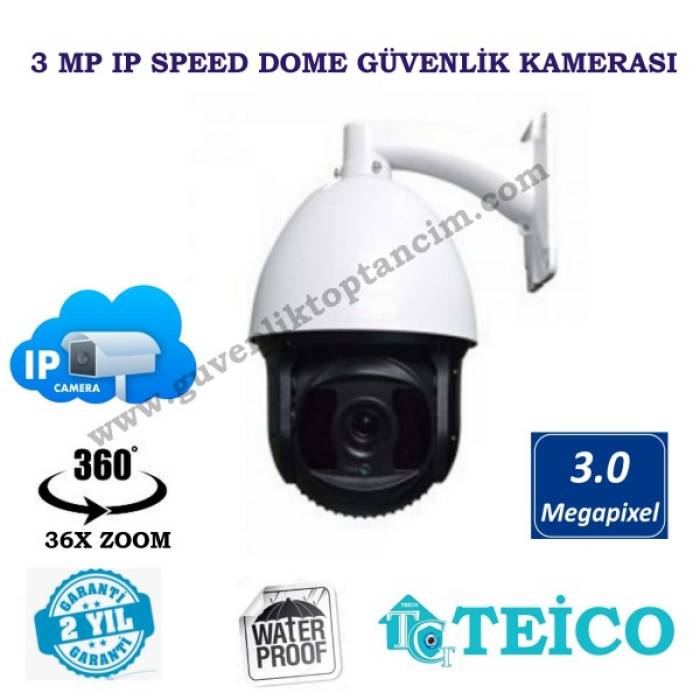 3 Mp IP Speeddome 360 Derece PTZ Güvenlik Kamerası Teico-3003