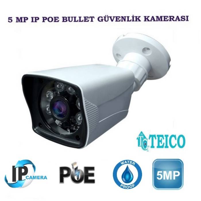 5 MP Ip PoE Plastik Kasa Bullet Güvenlik Kamerası Teico-3425