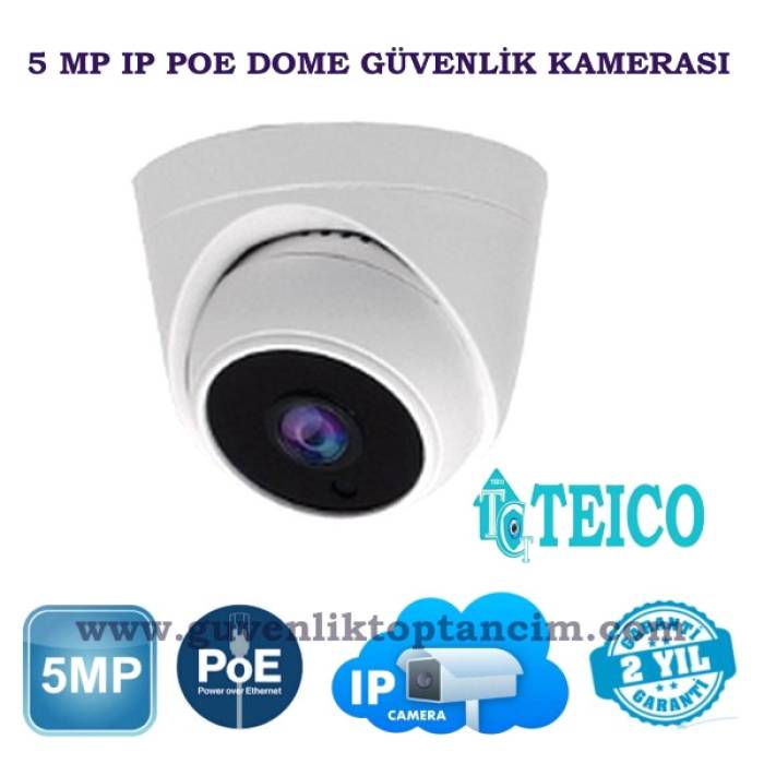 5 MP IP PoE Dome Güvenlik Kamerası Teico-3056