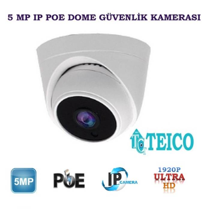 5 MP IP PoE Dome Güvenlik Kamerası Teico-3056