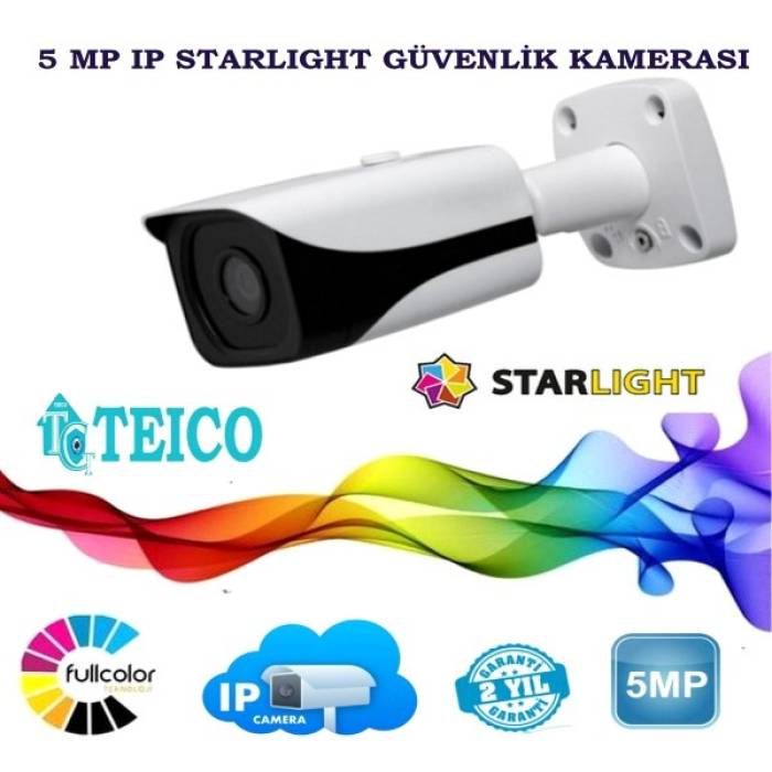 5 MP Ip PoE Starlight Bullet Mini Metal Kasa Güvenlik Kamerası Teico-3540