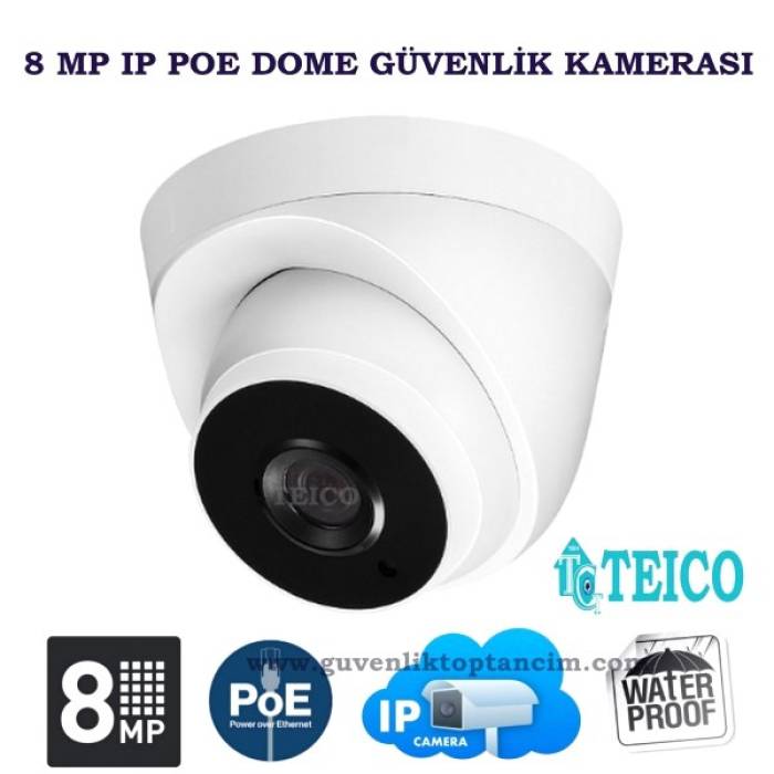8 MP Ip Mega Kasa Dome Güvenlik Kamerası Teico-3820