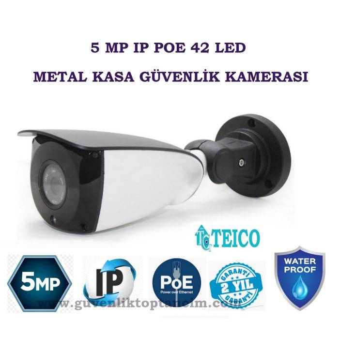 5 MP Ip Poe Metal Kasa Bullet Güvenlik Kamerası Teico-3542