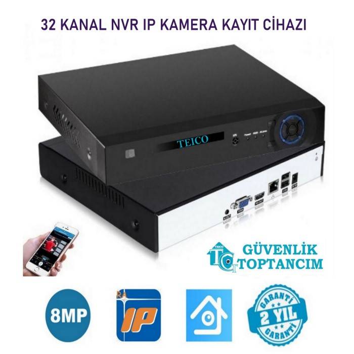 32 Kanal IP Kamera Kayıt Cihazı 8 MP NVR Teico-9238