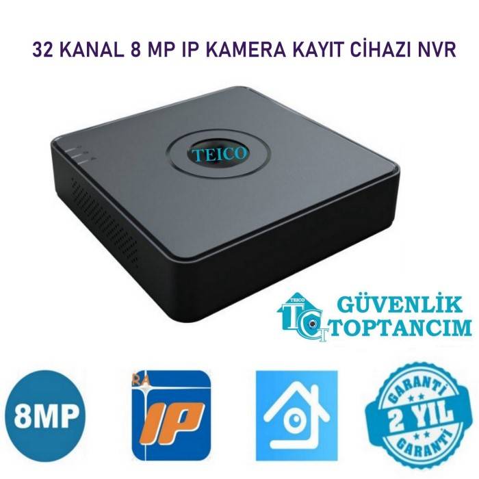 32 Kanal 8 MP Plastik Kasa IP Kamera Kayıt Cihazı 8 MP NVR Teico-9328