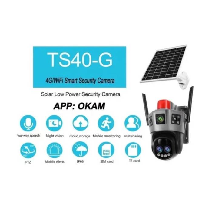 4g Sim Kartlı Solar Güneş Enerjili Full Hd Çift Kameralı 10X Zoomlu Akıllı Smart Güvenlik Kamerası Teico-4420