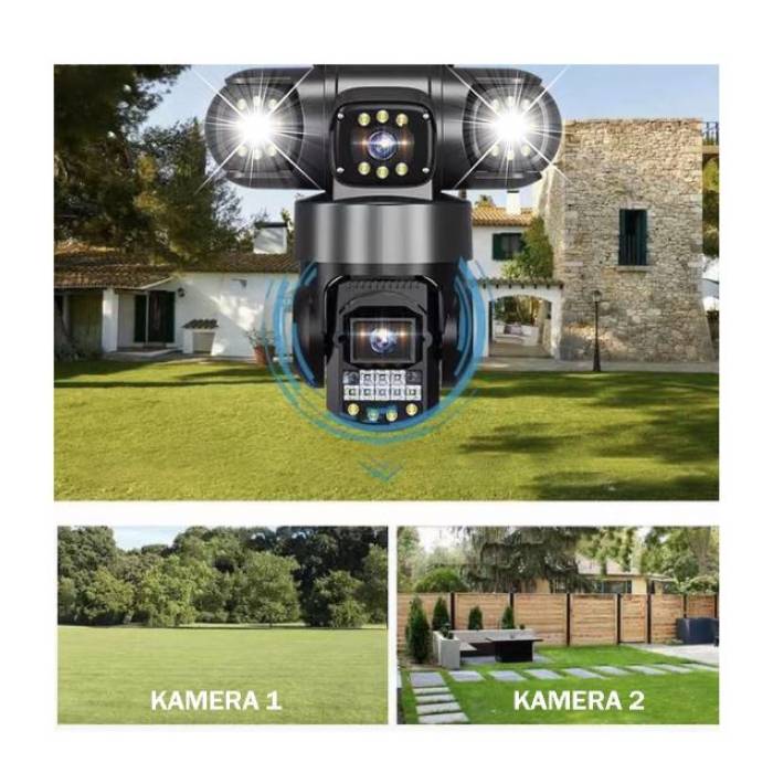 2 Kameralı Full Hd Yapay Zekalı Wifi Kablosuz Hareket Takipli Alarmlı Solar Güvenlik Kamerası Teico-4162
