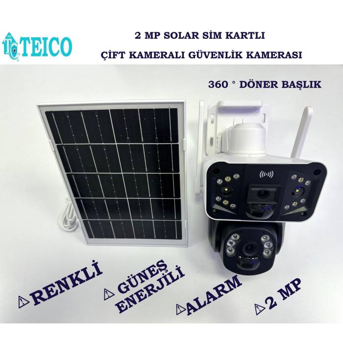 2 MP Solar Güneş Enerjili Mini Speed Dome Sim Kartlı PTZ Dış Ortam Güvenlik Kamerası Teico-4420