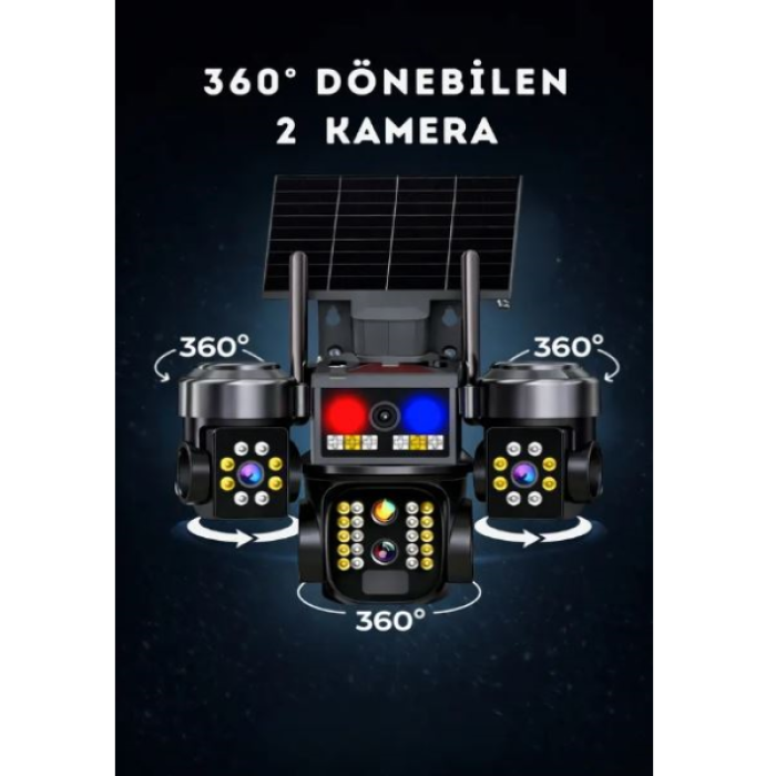 2 Kameralı 4g Sim Kartlı Solar Güneş Enerjili Full Hd Güvenlik Kamerası-4242