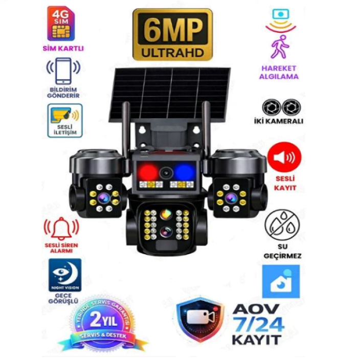2 Kameralı 4g Sim Kartlı Solar Güneş Enerjili Full Hd Güvenlik Kamerası-4242