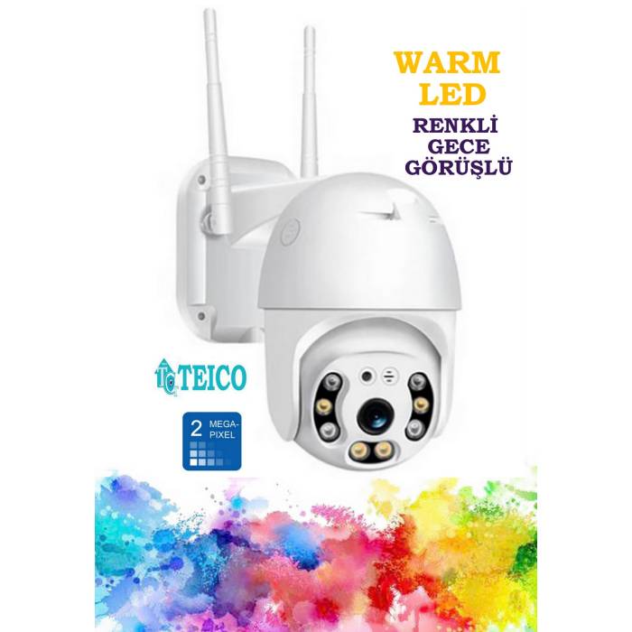 2 MP Mini Speed Dome Dış Ortam Wifi Warm Led O-KAM PRO Güvenlik Kamerası Teico-4012
