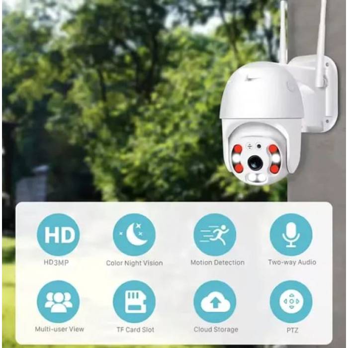 3 MP Mini Renkli Speed Dome Wifi Sesli Güvenlik Kamerası Adaptör Dahil Teico-4030