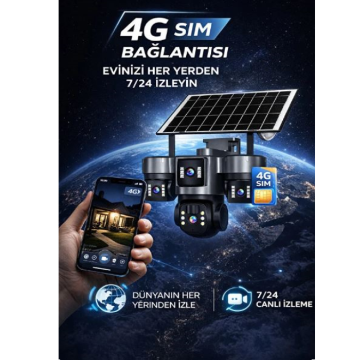 3 Motorize Lensli 10X Zoom 4g Sim Kartlı Solar Güneş Enerjili Full Hd Güvenlik Kamerası Teico-4310