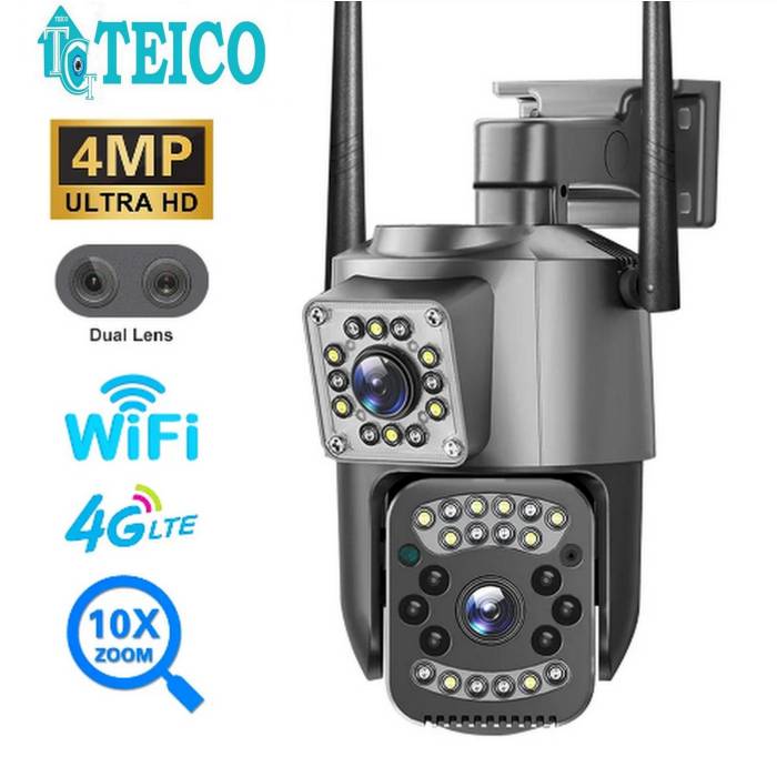 4 MP 4G SİM KARTLI Mini Speed Dome PTZ Dış Ortam Güvenlik Kamerası Teico-4124