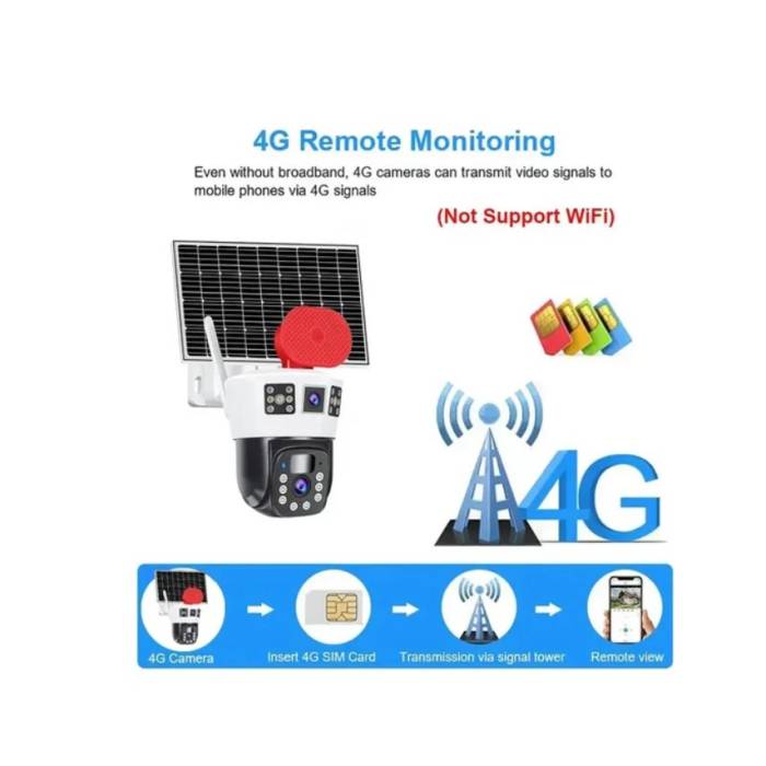 4g Sim Kartlı Solar Güneş Enerjili Full Hd Çift Kameralı 10X Zoomlu Akıllı Smart Güvenlik Kamerası Teico-4420