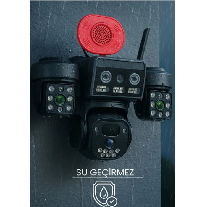3 Kameralı Alarmlı Hareket Takipli 6 Mp Full HD Alarmlı Solar Güvenlik Kamerası Teico-4162