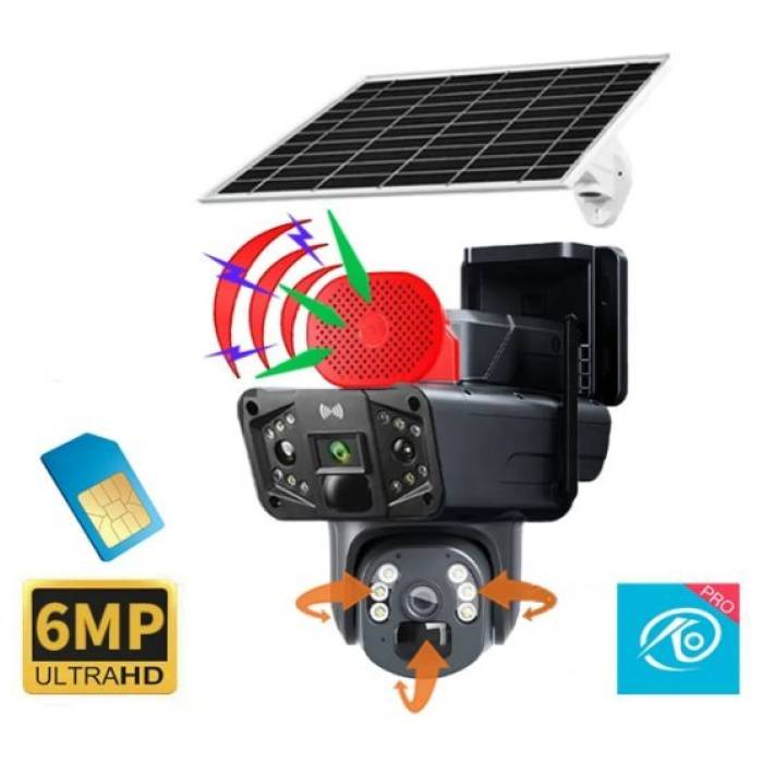 6 MP Solar Güneş Enerjili Speed Dome Alarmlı PTZ Dış Ortam Güvenlik Kamerası Teico-4160