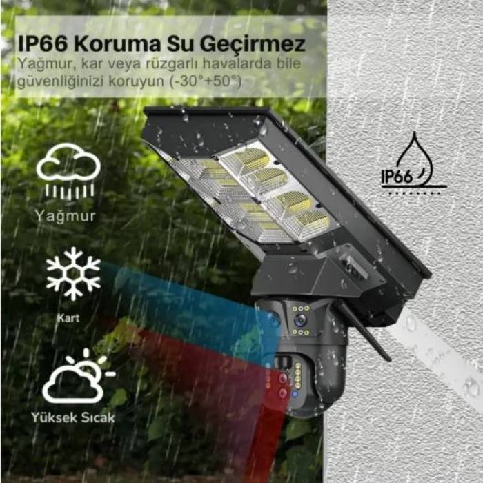 6mp Fullhd Sokak Aydınlatmalı 20.000 Mah Bataryalı Solar Panelli Hareket Sensörlü Projektör Kamera Teico-4126