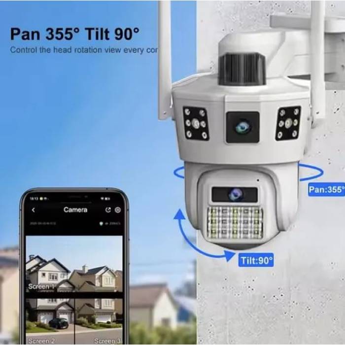 3 Kameralı Sim Kart Ve 12 Volt Adaptör İle Çalışan 9 Mp Telefona Kurulan 4G Güvenlik Kamerası Teico-4033