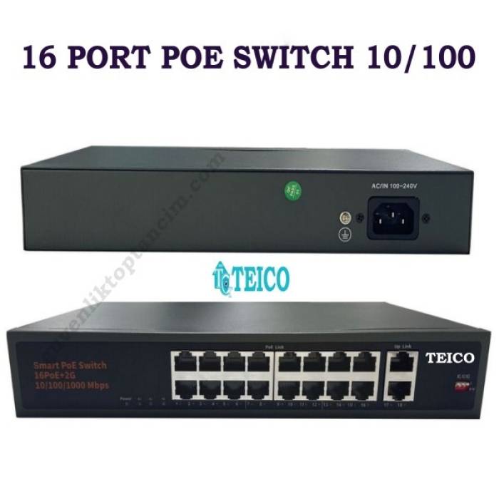16 Port Poe Switch 10/100 16+2 A+ KALİTE Teico-5216
