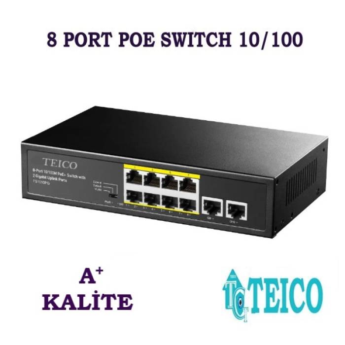 8 Port Poe Switch A+ KALİTE 10/100 8+2 Teico-5188