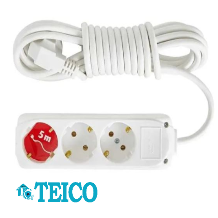 5 Metre Topraklı Kablolu 3'lü Priz Teico-5053