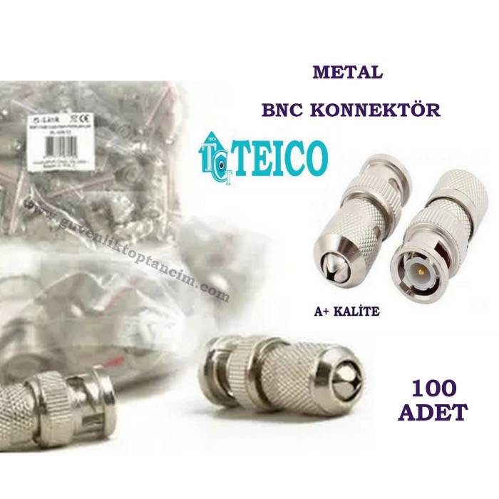 BNC Konnektör Metal A+ Kalite 100 Adet Teico-5105