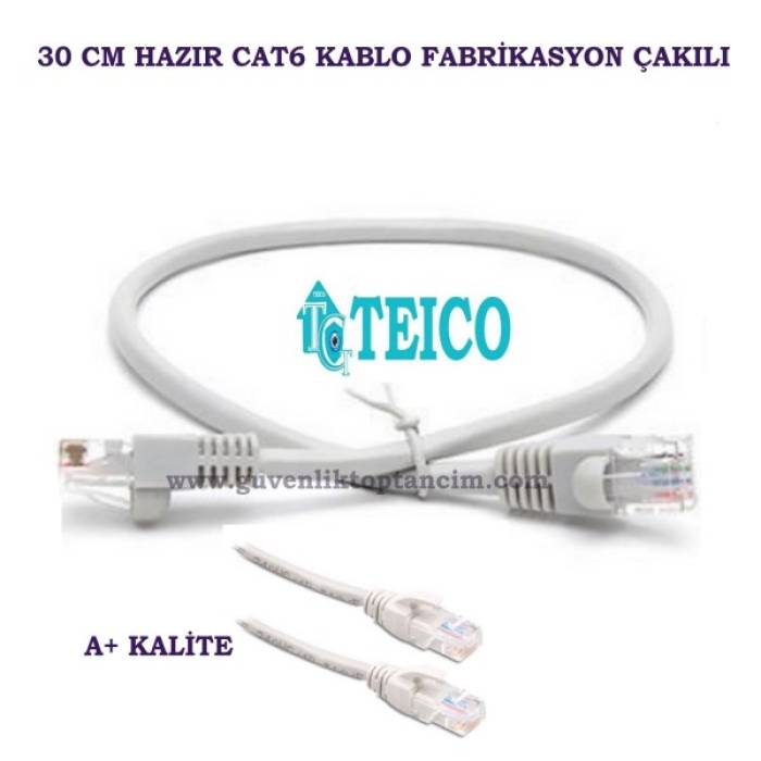 Cat6 30 Cm 23 AWG Hazır Uçları Fabrikasyon Yapılı Ip Kamera Kablosu Teico-5503