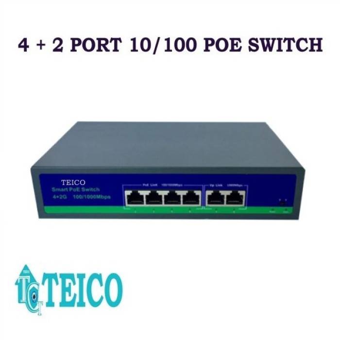 4 Port Poe Switch 10/100 4+2 Teico-5104