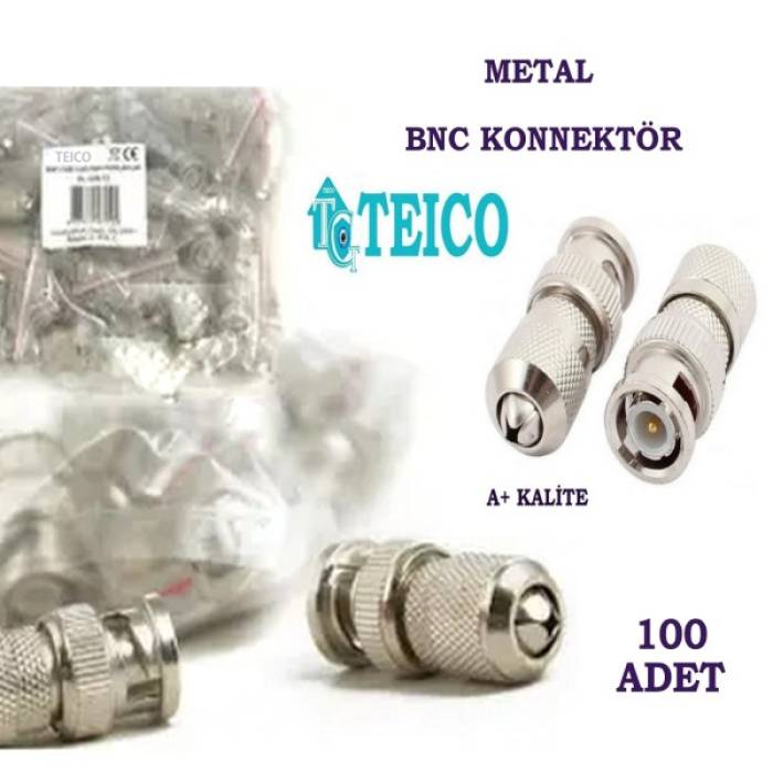 BNC Konnektör Metal A+ Kalite 100 Adet Teico-5105