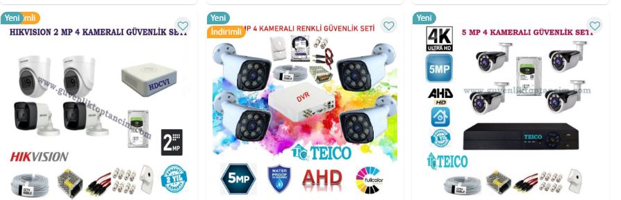 2. el güvenlik kamerası seti