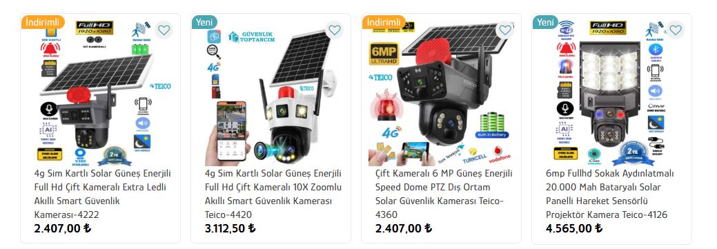 güneş enerjili solar güvenlik kamerası