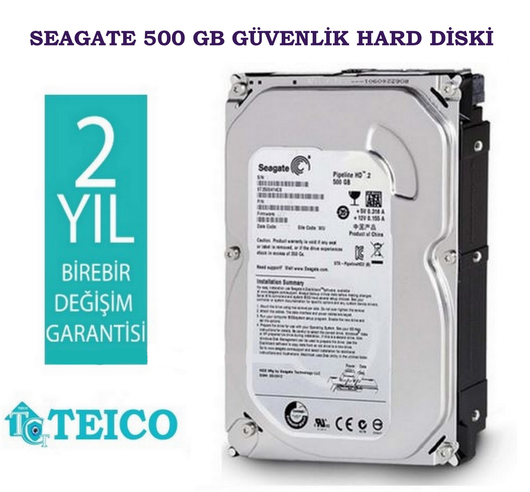 500 GB HDD Seagate 7/24 Güvenlik Hard Diski 2 Yıl Birebir Değişim
